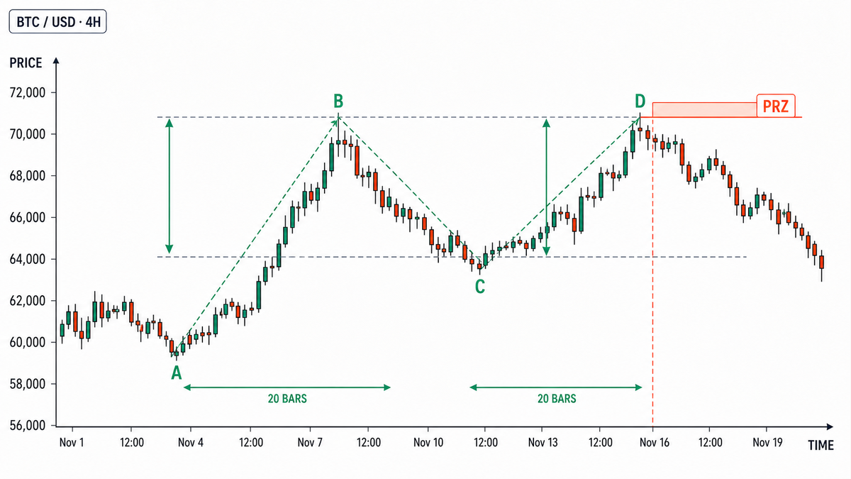 The D point where price symmetry and time symmetry meet in AB=CD