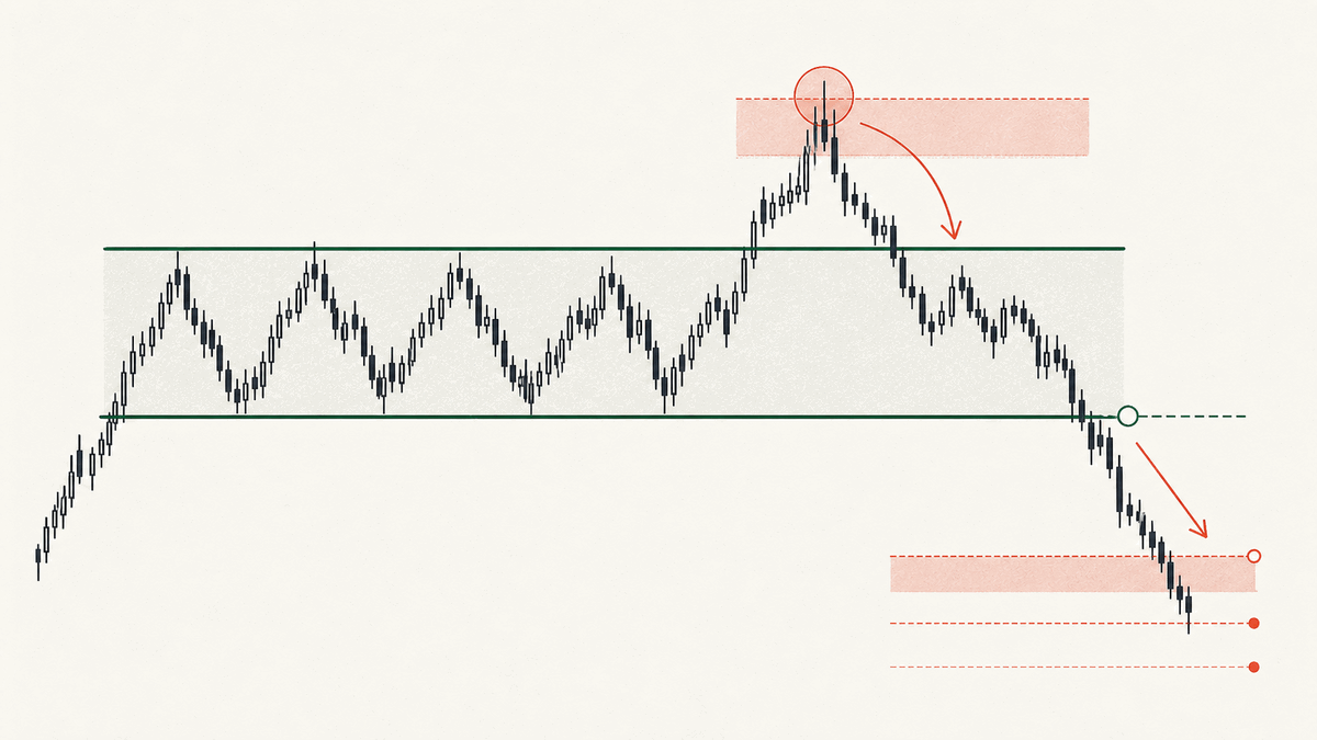 A false breakout creates stops from trapped positions