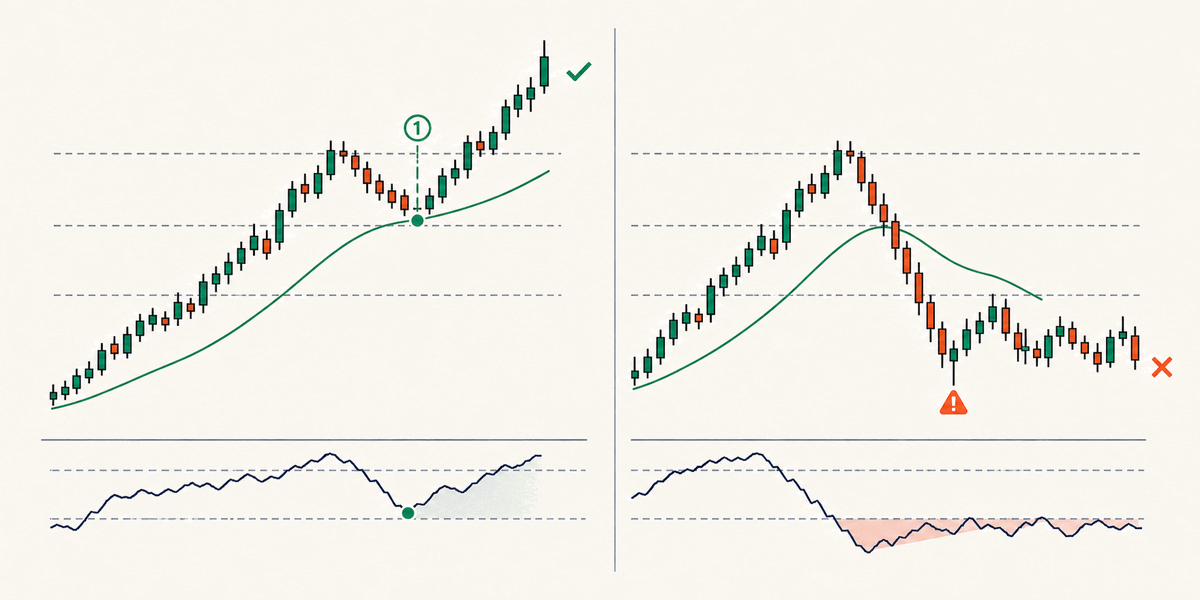 Shallow pullback signals strength, deep pullback signals a weakening trend
