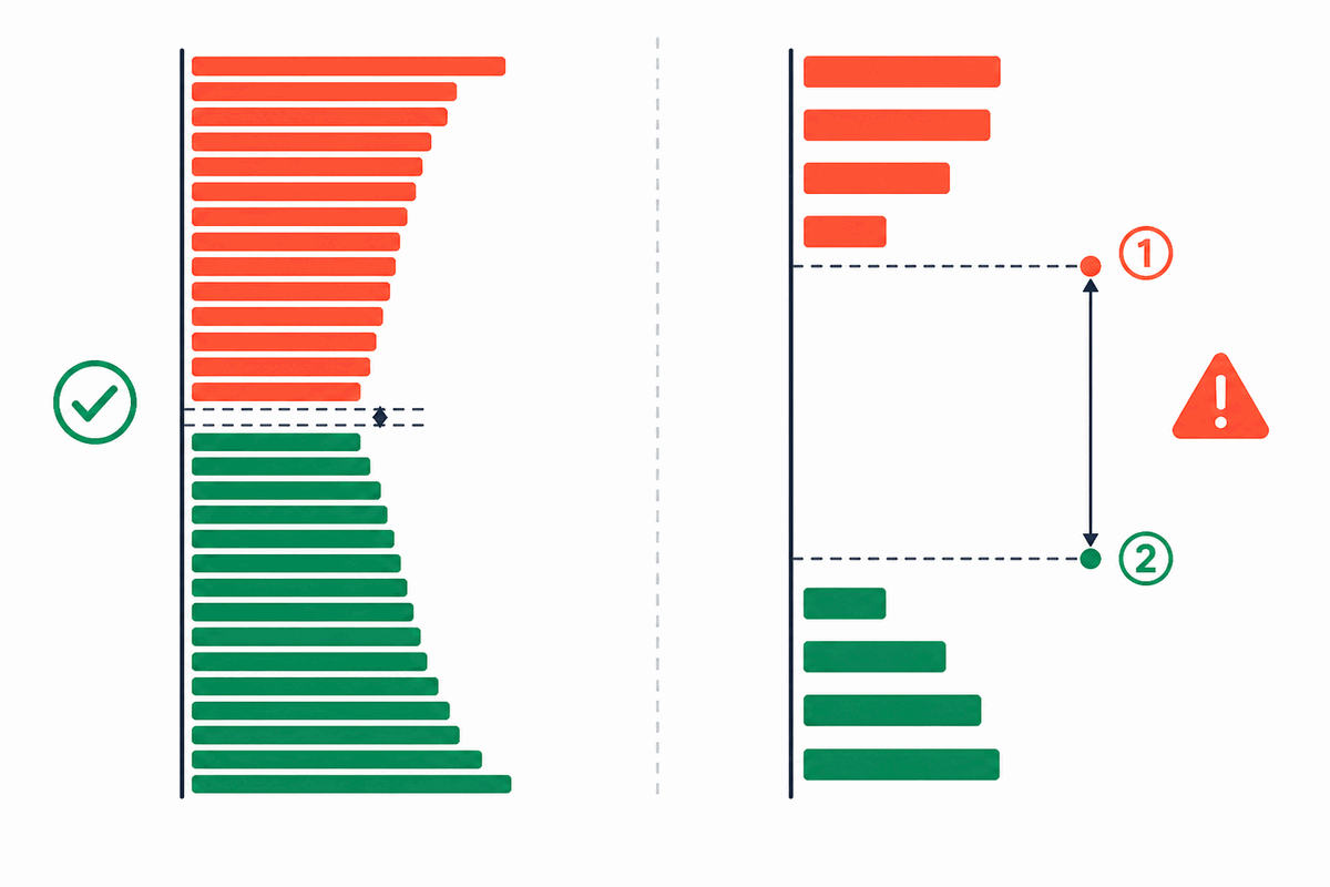 Why deep, high-turnover books keep spreads narrow while thin books widen them