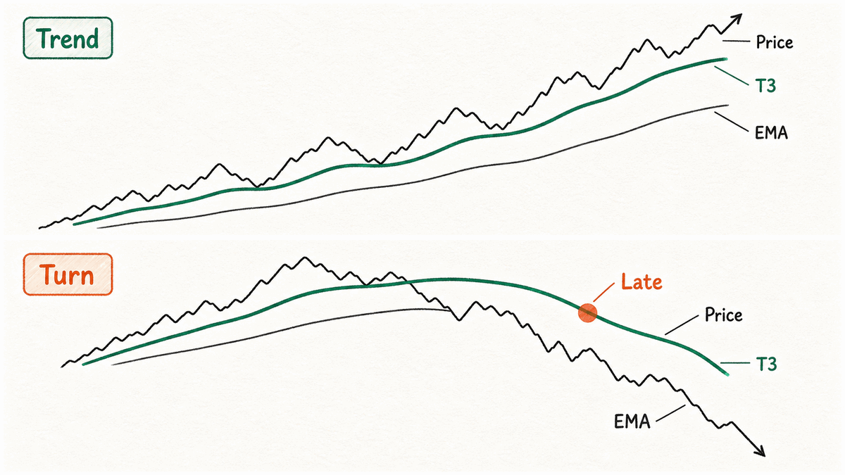 T3 is fast during a trend and slow at inflection points